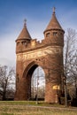 View of the The Soldiers and Sailors Memorial Arch in Bushnell Park, an eclectic design with two Royalty Free Stock Photo