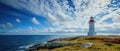 View Of A Solitary Lighthouse Standing Tall Against A Scenic Coastal Backdrop