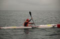 OFF DURBAN COAST, DURBAN, KWA-ZULU NATAL, SOUTH AFRICA - CANOEING ON THE OCEAN