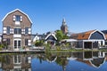 View of some beautiful old buildings along the Oude Rijn in Bodegraven, the Netherlands