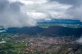 View of some neighborhoods of Bogota from the air. Colombia. Royalty Free Stock Photo