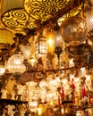 View of some shops selling colorful lamps and decorative and gift ornaments in the Grand Bazaar.