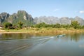 View of Song river in Vangvieng, Laos