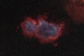 View of the soul nebula or LBN 667, IC 1848 in space viewed with the HOO palette