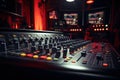 Close View of a sound mixer in a music studio. AI Generated