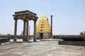 View of South East courtyard, Chennakeshava temple complex, Belur, Karnataka. The lamp post and East Gopuram is clearly seen.