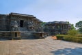 View of South entrance and Nandi Mandapa, Hoysaleshwara Temple, Halebid, Karnataka. View from South West.