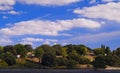 Blue sky with white clouds above Kfar Glikson, Kibbutz in the northwest Israel Royalty Free Stock Photo