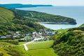 View from the South West Coast Path overlooking Lulworth Cove Royalty Free Stock Photo
