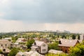 View of the southern residential area Kharkovskaya Gora and TV tower from the side eastern industrial and warehouse district of