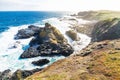 View from Southpoint lookout to rock in the ocean at the Nobbies, Phillip Island, Victoria, Australia Royalty Free Stock Photo