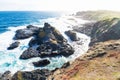 View from Southpoint lookout to rugged rock in the ocean at the Nobbies, Phillip Island, Victoria, Australia Royalty Free Stock Photo