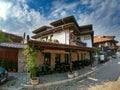 View from Sozopol, Bulgaria. Street with traditional wooden houses