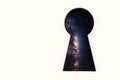 View of space through a keyhole. Space for text. Royalty Free Stock Photo