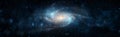 A view from space to a spiral galaxy and stars. Universe filled with stars, nebula and galaxy,. Elements of this image furnished