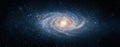 View from space to a spiral galaxy and stars. Universe filled with stars, nebula and galaxy,. Elements of this image furnished by