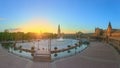 View of Spain Square on sunset, landmark in Renaissance Revival style, Seville, Spain Royalty Free Stock Photo