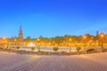 View of Spain Square on sunset, landmark in Renaissance Revival style, Seville, Spain Royalty Free Stock Photo