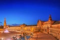 View of Spain Square on sunset, landmark in Renaissance Revival style, Seville, Spain Royalty Free Stock Photo