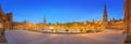 View of Spain Square on sunset, landmark in Renaissance Revival style, Seville, Spain Royalty Free Stock Photo