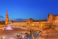 View of Spain Square on sunset, landmark in Renaissance Revival style, Seville, Spain Royalty Free Stock Photo