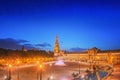 View of Spain Square on sunset, landmark in Renaissance Revival style, Seville, Spain Royalty Free Stock Photo