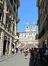 View of the Spanish Steps in Rome, from the street of Via Condotti