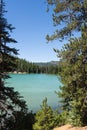 View of Sparks Lake on the Cascade Lakes Scenic Byway in Bend Oregon in Deschutes County. Royalty Free Stock Photo