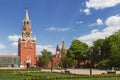 View of the Spasskaya tower and the square from Ivanovskaya square of the Kremlin