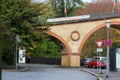 View on a special formed bridge in wiesbaden hessen germany