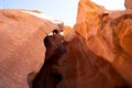 View of spectacular sandstone walls of Lower Antelope Canyon Royalty Free Stock Photo