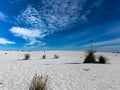 View of the spectacular scenery of White Sands National Park in New Mexico on a bright cloudy day