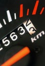 Closeup view of speed meter of an automobile