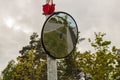 View of spherical viewing mirror for so-called dead zone. Royalty Free Stock Photo