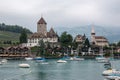 View on Spiez city and lake Thun, Switzerland, Europe Royalty Free Stock Photo