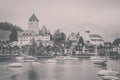 View on Spiez city and lake Thun, Switzerland, Europe Royalty Free Stock Photo