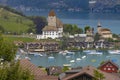View of Spiez, Swiss municipality, in the canton of Bern, Bernese Oberland, Switzerland