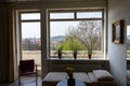 View of Spilberk Castle from the Villa Tugendhat garden by architect Ludwig Mies van der Rohe built in 1929-1930, modern