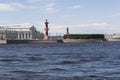 View of the Spit of Vasilievsky Island from Dvortsovaya Embankment in St. Petersburg