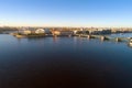 View of the Spit of Vasilyevsky Island, October morning. Saint-Petersburg, Russia