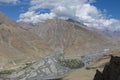 View of Spiti River and valley around from Dhankar,Spiti Valley,Himachal Pradesh,India