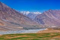 View of Spiti valley and Spiti river in Himalayas.