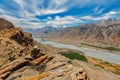 View of Spiti valley and Spiti river in Himalayas. Royalty Free Stock Photo