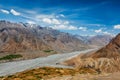 View of Spiti valley and Spiti river in Himalayas.