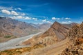 View of Spiti valley and Spiti river in Himalayas.