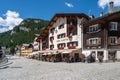 View of Splugen, a picturesque alpine village in Canton Grisons during summer season