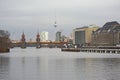 View on the Spree with Oberbaum bridge and fernsehturm