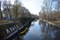 View of the Spree river with tree reflections in Kreuzberg Berlin germany Royalty Free Stock Photo