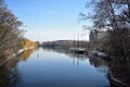 View of the Spree river with tree reflections in Kreuzberg Berlin germany Royalty Free Stock Photo