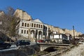 View of the square and ancient Turkish konak in the town of Melnik Royalty Free Stock Photo